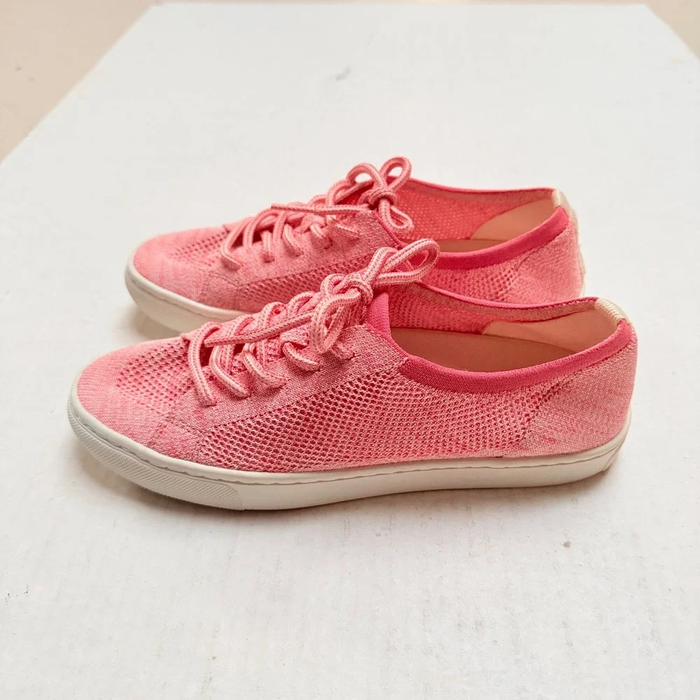 Soludos Ashore Mesh Sneakers Pink Coral Lace Up Low Top Shoes Womens 7